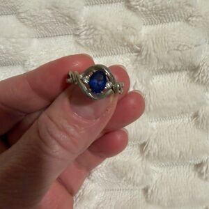 Elegant Silver and Blue Gemstone Ring